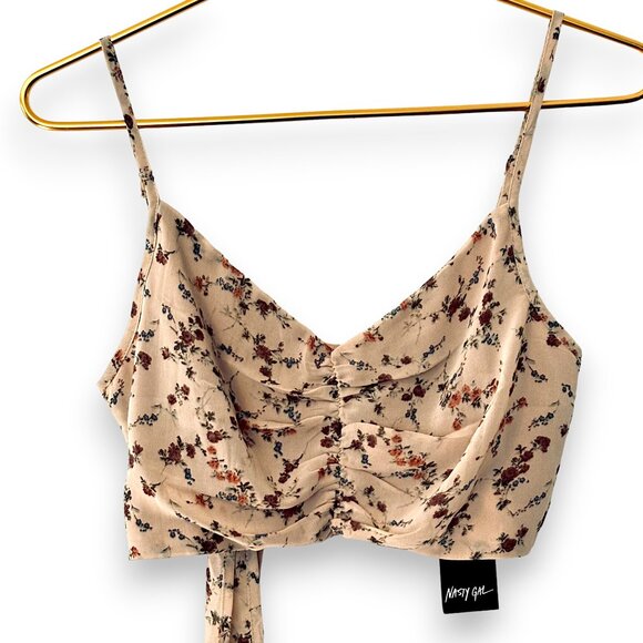 NWT! Nasty Gal ‘Prairie Floral’ Romantic Tie-Back Cropped Bralette - Picture 3 of 9